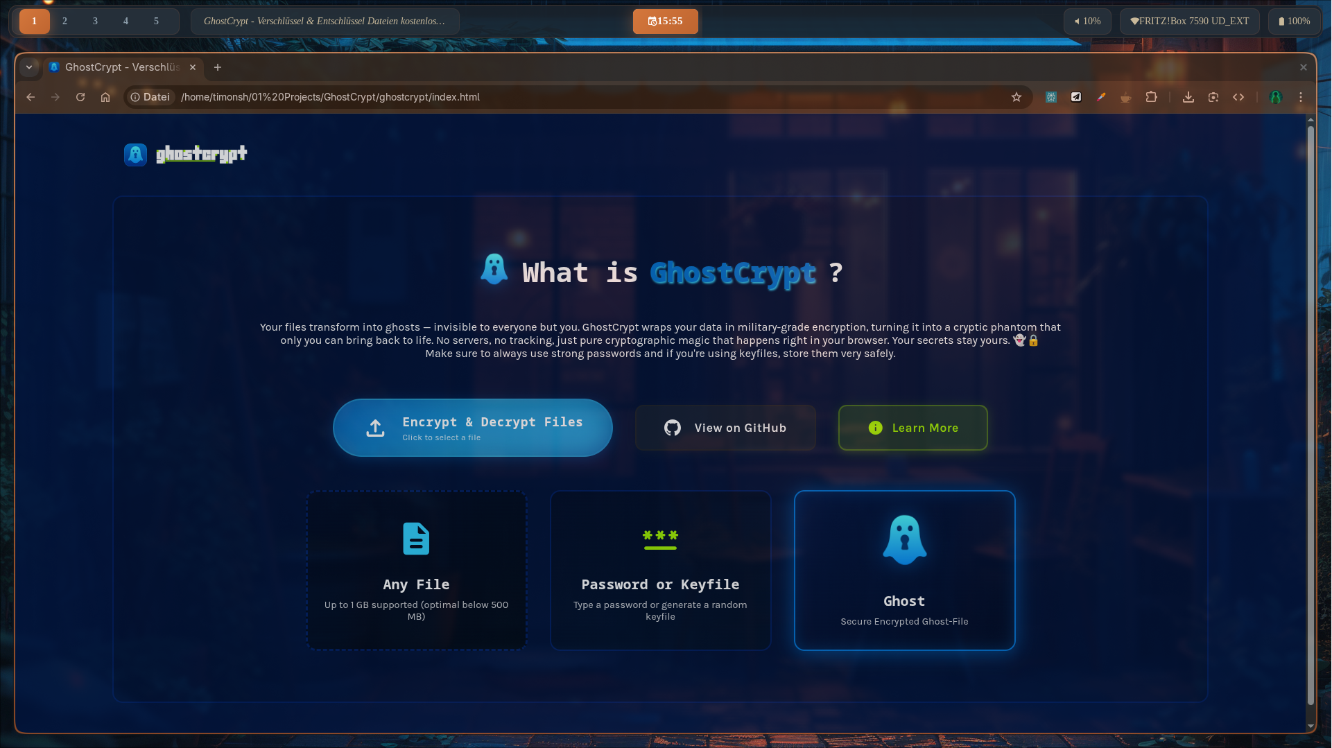 GhostCrypt Application Screenshot